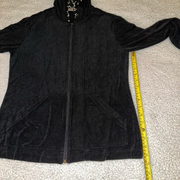 Chicos Travelers Solid Black Full Zip Jacket Giraffe Lining Size 1 (Medium) GUC - Picture 7 of 10